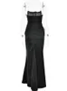 Xizou Elegant Bodycon maxi robe noires femme hors épaule sans manches Sexy Club Sexy Party Fashion Robes de soirée 240327