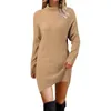 Vestidos casuais Autumn Winter Women Mengshet Sweater Dress High Street High Solid Solid Soll Short Slave Turtleneck Retbed mini