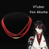 Hanger kettingen Nieuwe anime vtuber luxiem vox akuma rollenspel ketting oorbellen rode snaar verstikkende punk unisex modieuze dames sieraden verjaardag cadeauqqqs