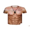 T-shirts masculins Men039s Tshirts Men39s 3D COOL MUSCLE ABS T-shirts Funny Loose Plus taille Slim Fit Sports Tops 6xlmen039S8754927 OTBPM