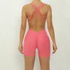 Sexy Female Short Jumpsuit Fancy Bodysuit One Pieces Romper Gym Fitness Overalls Mono Playsuits Lycra Woman Clothing Pink Body 240409