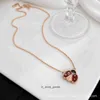 High grade Designer necklace 1to1 vancleff for women Seiko High Edition Clover Seven Star Ladybug Necklace Womens Red Jade Marrow Pendant Plated with 18k Rose Gold