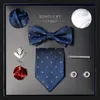 Blue Black Mens Tie Set Set Gift Box Формальный бизнес подарка на день рождения для парня мужа валентина Day240409