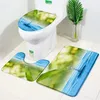 Badmatten Verse groene bladeren Watersteenmat Landschap Kind Badkameraccessoires Set Flanel Anti Slip voet Tapijten Toiletbedekking