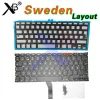 Keyboards For A1369 A1466 SE Swedish Sweden keyboard/Backlight Backlit+100pcs keyboard screws For MacBook Air 13.3" A1369 A1466