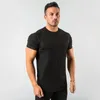 Moda sade üstleri tees fitness erkek tişört kısa kollu kas joggers vücut geliştirme tişört erkek spor kıyafetleri ince fit gömlek 240321