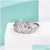Cluster Rings 1Pcs Real Pt950 Pure Platinum 950 Band Women Gift Lucky Shiny Carved Crown Ring Drop Delivery Jewelry Dhiwn