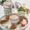 Cups Saucers Creative Ceramic Ice Cream Cup Container Pudding Tulip Printed Dessert Coffee Juice Water 240ML
