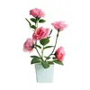 Decorative Flowers Beautiful No Fading Indoor Outdoor Imitation Flower Pot Rose Faux Silk Artificial Plant For Living Room