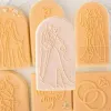 Braut Bräutigam geprägter Cutter Form Happy Wedding Cookie Stempel Stempel Kuchen Topper Hochzeitsbogen Fondant Schimmel Kuchen Dekoration Werkzeug