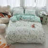 Ensembles de literie Simple Life Printing Small Floral Cotton Ensemble de couette de couette lin linge ajustée toies d'oreiller