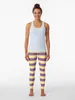 Pantalon actif Stripes violets Leggings Gym Womans Womans Legging Sport Womens