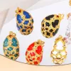 Juya Handmade 18K Real Gold Plated Copper Lucky Egg Oval Coloful Enamel Charms For DIY Women Bridal Evening Party Jewelry Making