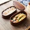 Dinnerware Outdoor Double Double Cayer Wooden Japanese Lanch Box Bento Picnic School School Container Storage for Kid Student