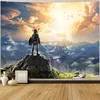 Arazzi Anime Scenery Abete Art Painting Sunset Cloud Sky Lake Orange and Blue Aesthetic for Bedroom Soglomy