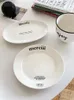 Plates Korean Style Letters Ceramic Dessert Plate Ins Chic Cafe Afternoon Dishes Home Fruit Dish Pasta Platter Oval