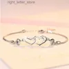 Bangle Jewelrytop 925 Sterling Silver Classic Crystal Heart Armband Womens Fashion Party Wedding Jewelry Gift Charm YQ240409