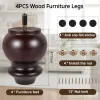 4PCS drewniana tykwa kształt meble nogi retro sofa stopy z filcową naklejką na szafkę na stoliki na kanapę