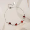 Bracciale di trifoglio a quattro foglie furgone S925 Sterling Silver Clover Bracciale Moissanite Bracciale Ladies Simple elegante regalo di San Valentino per le amiche