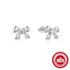 Stud Earrings 925 Sterling Silver Zircon Bow Campus Gathering Elegant Luxury Jewelry 2024 Trend Minimalist Accessories Gift