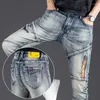 Jeans maschile jeans denim slim marchio design motocicletta per pantaloni personalizzati con cerniera personalizzata artigianato pantaloni hip hop adolescente