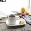 Fincan tabakları vintage çömlek kahve fincanı seti porselen ofis, tutamaç ve tabağı ile yaratıcı beyaz çay Taza Personalizada 5