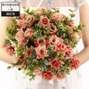 Dekorativa blommor Handhållna blommorosor vermicelli Bouquet Peony Artificial Buds Bridal Wedding Home Decoration