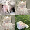 Hundkläder Dog Apparel Dog Apparel Pet Rainbow Puffy kjol Fantasy Pink Farterfly Wings Summer Teddy Yorkshire Marquis Princess Dresses For Small DH2FN L46