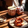 Kubki 200 ml ręcznie rysowana w paski ceramiczna kubek biurowy kubek z filiżankami i talerzem