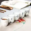 Tangpin 6 PCs Tradicional Ceramic Tea Cup Painting Mandled Conjuntos de 6 xícaras de xícara de chá de porcelana chinesa Kung Fu Conjuntos de chá de porcelana Drinkware 150ml