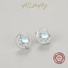 Boucles d'oreilles étalon Ailmay Real 925 STERLING Silver Fashion Globe Moonstone pour femmes Déclat de fiançailles de mariage Fine bijoux