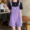 HIFMAY Summer Vintage Purple Jean Jumpsuit Women Cotton Wide Legs Bib vrouwelijke overalls vrouw Persoonlijkheid denim rompers 240409