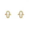 Boucles d'oreilles étalon 1 paires de boucles d'oreille en cuivre en cuivre mode cube zircon libra couronne fatima yeux de cartilage vis pour femmes fille