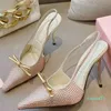 2024 FRIME Summer Women ha puntato Slingback Slingback Crystal Rhinestone Decor decorazioni designer Sandali da donna di alta qualità da donna di alta qualità