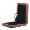 Retro Style Love Ring Box Walnut Solid Wood Single Diamond Jewelry Empty Box Storage Portable Proposal