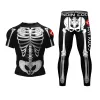 Nouveau crâne Rashguard Jiu Jitsu T-shirt + pantalon MMA shorts 4pcs / ensemble Brésilien grappling bjj Boxing Jerseys Rash Guard Sport Vêtements