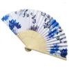 Decoratieve beeldjes Floral Folding Fan Vintage Bamboo Hand Fans For Women Girls -uitvoeringen Dance G5ab