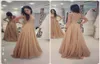 Champagne Chiffon Aline Prom Dresses Lace Top Jewel Backless Evening Gowns Elegant Simple Cheap Special Occasion Dress Custom Mad3271236