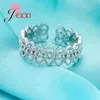 Rings Cluster ARRIVO Forma ghirlanda 925 Anello di dito aperto in argento aperto pieno zircone bianco zircone femmina Lady Party EnagAement Gift