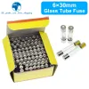 TZT 100pcs 6x30mm Fuas de tubo de vidro rápido 0,25a 0,5a 1a 1.5a 2a 2.5a 3a 3.15a 4a 5a 6a 7a 8a 10a 15a 20a 25a 30a 250v 6*30mm