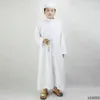 Boy Müslüman Cobe Polyester Rahat Juba Tobe İslami Geleneksel Elbise İşlemeli Elbise Çöp Beyaz Ramazan Dua Elbisesi 240328