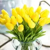 Flores decorativas 30pcs tulipas artificiais Touch real Holland Pu Tulip Bouquet Latex Flor Branco CNIM