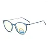 Lunettes de soleil Cadre Round Anti-Blue TR90 avec charnière de printemps Classic Full Rim Eyewear for Men Women 72010