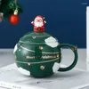 Canecas caneca de cerâmica de natal com colher de tampa presente de aniversário de água fofa xícara de leite doméstico de leite para amigos