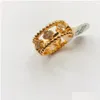 Anelli intelligenti Clover Ring Classic Style Replica Gold Gold Plodato USA 6789 Coppia per le donne Non sbiadire mai il regalo premium 999 drop drile dhzxx