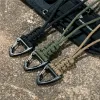 paracord مضفر منسوج مفتاح مفتاح الحبل المثلث مشبك الطوارئ البقاء على قيد الحياة bagpack مفتاح حلقة المعصم حزام حلية مفتاح الحلية