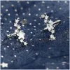 Brincos de garanhão estrelas Flores de brinco estrelas de cinco pontas incrustadas com zircão sem clipe de orifício para feminino jóias de entrega de gotas dhekh
