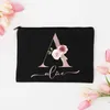 Personalized Custom Initial Name Makeup Bag Bridal Cosmetic Case Canvas Bridesmaid Monogram Toiletry Pouch Holiday Gifts for Her