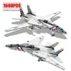 1600PCS Military Tomcat F14 Fighter Aircraft Building Blocks MOC Carrier-Base Fighter Model Bricks Set Holiday Gifts Kids Toys