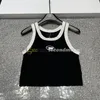 Tank di colore a contrasto Top Women Sleeveless Yoga Tee Crew Neck Sport Sport Maglietta a maglia di lusso